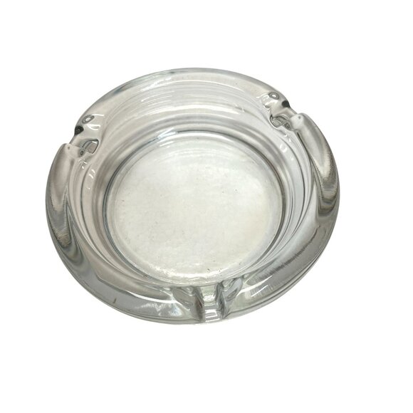 Lot Of 2 Vintage Glass Ashtrays Round & Square Clear Thick Glass Anchor Hocking - Picture 3 of 8